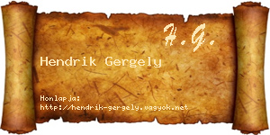 Hendrik Gergely névjegykártya